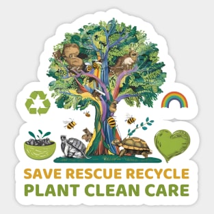 Save Bees Rescue Animals Recycle Plastic Earth Day Sticker